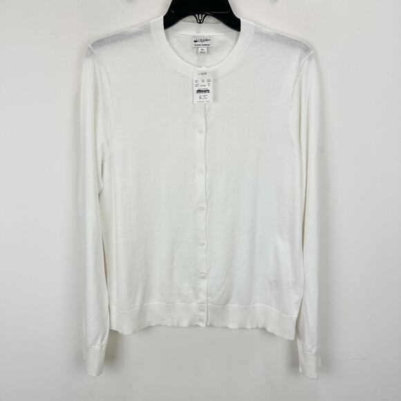 J.Crew Classic Cotton Cardigan Sweater Preppy Minimalist Crewneck White XL NWT - Picture 5 of 11